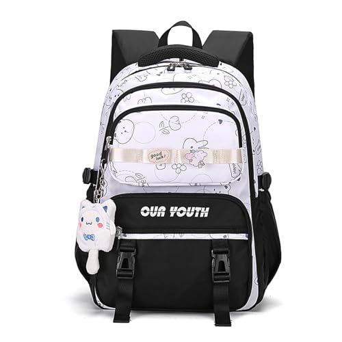 FANDARE Schulrucksack Teenager Rucksack Schule Schultasche Damen Schulrucksack Cityrucksack Damen Mädchen Schultasche Jungen Tagesrucksack Leichter Rucksack Uni Rucksack Wasserdicht Daypack Schwarz von FANDARE