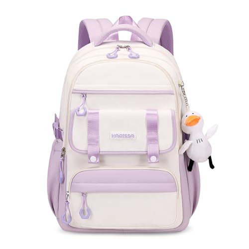 FANDARE Schulrucksack Teenager Schulrucksack Mädchen Junge Schultasche Rucksack Color-Blocking Daypack Schule Tagesrucksack Rucksack Leichter Uni Wasserdicht Büchertaschen mit süßem Anhänger Lila FANDARE Schulrucksack Teenager Schulrucksack Mädchen Junge Schultasche Rucksack Color-Blocking Daypack Schule Tagesrucksack Rucksack Leichter Uni Wasserdicht Büchertaschen mit süßem Anhänger Lila von FANDARE