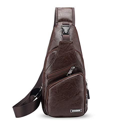 FANDARE Sling Bag Brusttasche Schultertasche Herren Sling Bag Crossover Rucksack mit USB Umhängetasche Sporttasche für Geschäft,Wandern,Abenteuer,Sport, Reisen Wasserdicht PU Dunkelbraun FANDARE Sling Bag Brusttasche Schultertasche Herren Sling Bag Crossover Rucksack mit USB Umhängetasche Sporttasche für Geschäft,Wandern,Abenteuer,Sport, Reisen Wasserdicht PU Dunkelbraun von FANDARE
