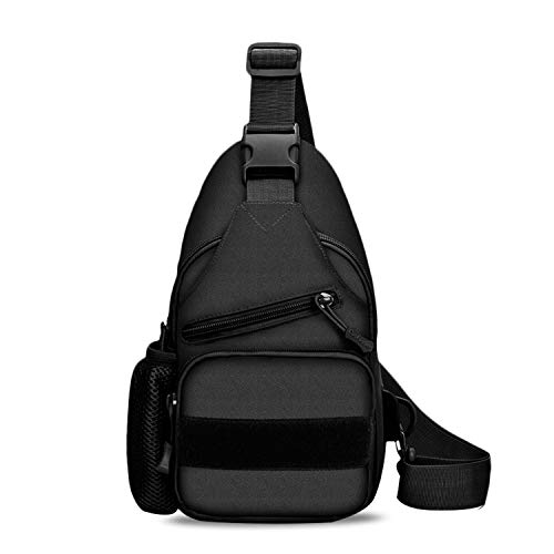 FANDARE Tactical Schultertasche Herren Brusttasche Umhängetasche Rucksack mit USB Sling Rucksack Militär Sporttasche für Wandern,Abenteuer,Sport, Reisen und Joggen Schwarz von FANDARE