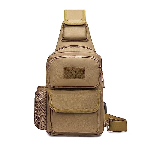 FANDARE Taktisch Brusttasche Military Schultertasche Sling Bag Herren Damen Umhängetaschen mit USB-Ladeanschluss Schultertasche Crossover Rucksack für Reisen Wandern Crossbody Pack Braun FANDARE Taktisch Brusttasche Military Schultertasche Sling Bag Herren Damen Umhängetaschen mit USB-Ladeanschluss Schultertasche Crossover Rucksack für Reisen Wandern Crossbody Pack Braun von FANDARE