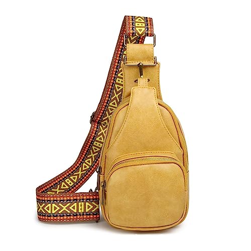 FANDARE Ultraleicht Brusttasche Damen Handtaschen Elegant Handy Umhängetasche PU Leder Sling Tasche mit verstellbarem, breitem Riemen Schultertasche Frauen Handytasche zum Umhängen Damentasche Gelb FANDARE Ultraleicht Brusttasche Damen Handtaschen Elegant Handy Umhängetasche PU Leder Sling Tasche mit verstellbarem, breitem Riemen Schultertasche Frauen Handytasche zum Umhängen Damentasche Gelb von FANDARE