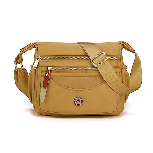 FANDARE Ultraleicht Damen Umhängetasche Nylon Schultertasche Handtaschen Elegant Umhängetasche mit verstellbarem breitem Riemen Frauen zum Umhängen Damentasche Multi-Tasche Messenger Bag Gold FANDARE Ultraleicht Damen Umhängetasche Nylon Schultertasche Handtaschen Elegant Umhängetasche mit verstellbarem breitem Riemen Frauen zum Umhängen Damentasche Multi-Tasche Messenger Bag Gold von FANDARE
