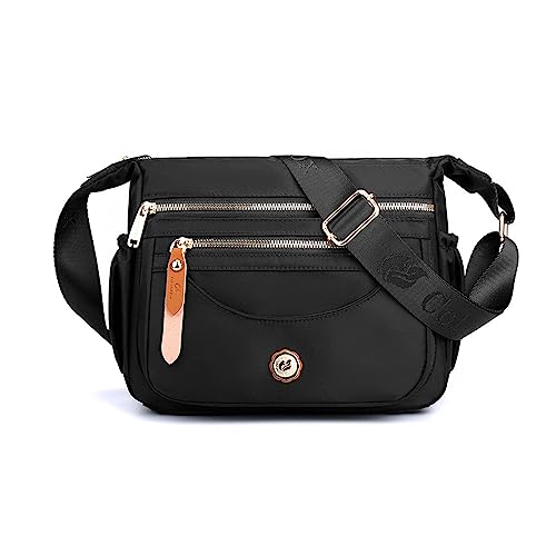 FANDARE Ultraleicht Damen Umhängetasche Nylon Schultertasche Handtaschen Elegant Umhängetasche mit verstellbarem breitem Riemen Frauen zum Umhängen Damentasche Multi-Tasche Messenger Bag Schwarz FANDARE Ultraleicht Damen Umhängetasche Nylon Schultertasche Handtaschen Elegant Umhängetasche mit verstellbarem breitem Riemen Frauen zum Umhängen Damentasche Multi-Tasche Messenger Bag Schwarz von FANDARE