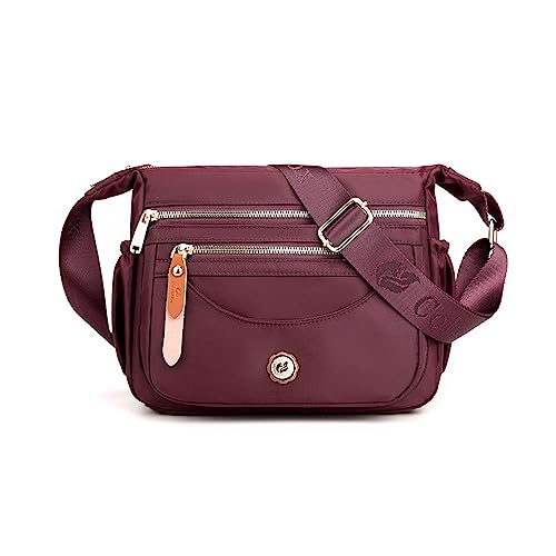FANDARE Ultraleicht Damen Umhängetasche Nylon Schultertasche Handtaschen Elegant Umhängetasche mit verstellbarem breitem Riemen Frauen zum Umhängen Damentasche Multi-Tasche Messenger Bag Weinrot FANDARE Ultraleicht Damen Umhängetasche Nylon Schultertasche Handtaschen Elegant Umhängetasche mit verstellbarem breitem Riemen Frauen zum Umhängen Damentasche Multi-Tasche Messenger Bag Weinrot von FANDARE