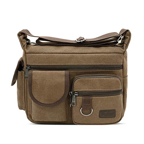 FANDARE Umhängetasche Schultertasche 7.9 inch iPad Tasche Unisex Vintage Canvas Messenger Tasche für Damen/Herren Braun von FANDARE