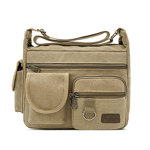 FANDARE Umhängetasche Schultertasche 7.9 inch iPad Tasche Unisex Vintage Canvas Messenger Tasche für Damen/Herren Khaki von FANDARE