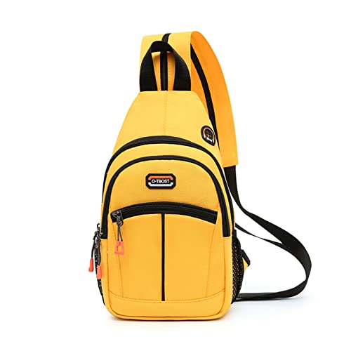 FANDARE Unisex Brusttasche Sling Bag Schulrucksack Sporttasche Herren Damen Schulranzen Umhängetaschen Crossover Rucksack Schultertasche für Outdoor Reisen Camping Wanderrucksäcke Daypacks Gelb von FANDARE