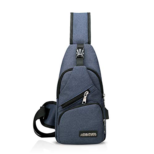 FANDARE Unisex Schultertasche Herren Damen Brusttasche Sling Bag Rucksack mit USB Umhängetasche Sporttasche für Wandern,Abenteuer,Sport, Reisen und Joggen Blau FANDARE Unisex Schultertasche Herren Damen Brusttasche Sling Bag Rucksack mit USB Umhängetasche Sporttasche für Wandern,Abenteuer,Sport, Reisen und Joggen Blau von FANDARE