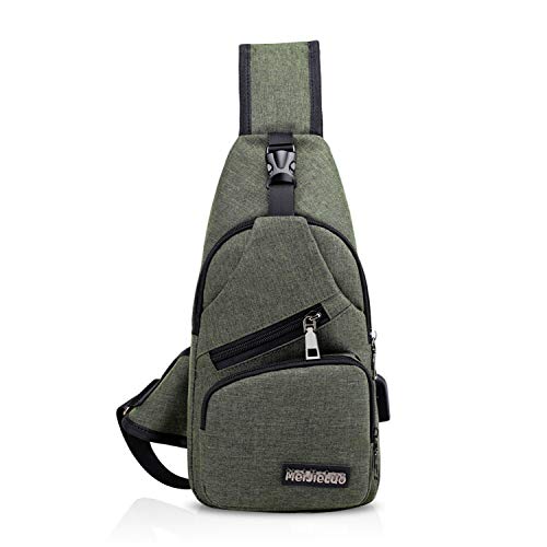 FANDARE Unisex Schultertasche Herren Damen Brusttasche Sling Bag Rucksack mit USB Umhängetasche Sporttasche für Wandern,Abenteuer,Sport, Reisen und Joggen Grün FANDARE Unisex Schultertasche Herren Damen Brusttasche Sling Bag Rucksack mit USB Umhängetasche Sporttasche für Wandern,Abenteuer,Sport, Reisen und Joggen Grün von FANDARE