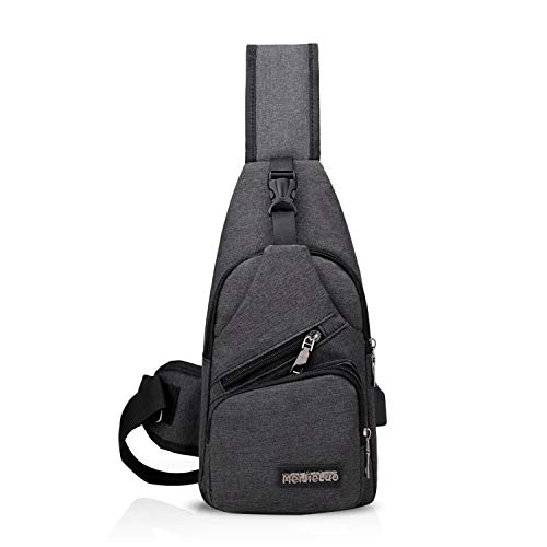 FANDARE Unisex Schultertasche Herren Damen Brusttasche Sling Bag Rucksack mit USB Umhängetasche Sporttasche für Wandern,Abenteuer,Sport, Reisen und Joggen Schwarz Grau FANDARE Unisex Schultertasche Herren Damen Brusttasche Sling Bag Rucksack mit USB Umhängetasche Sporttasche für Wandern,Abenteuer,Sport, Reisen und Joggen Schwarz Grau von FANDARE