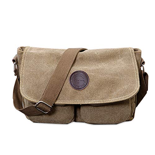 FANDARE Unisex Umhängetasche Leinwand Schultertasche 7.9 inch iPad Tasche Vintage Canvas Messenger Tasche für Damen/Herren Khaki FANDARE Unisex Umhängetasche Leinwand Schultertasche 7.9 inch iPad Tasche Vintage Canvas Messenger Tasche für Damen/Herren Khaki von FANDARE