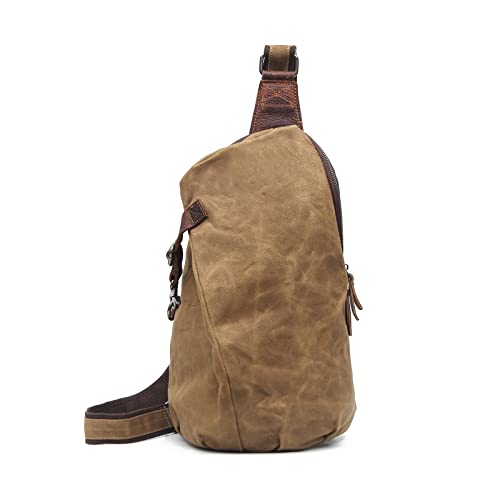 FANDARE Vintage Brusttasche Leinwand Schultertasche Herren Sling Chest Bag Beidseitig Umhängetasche für Outdoor Sport Wandern Radfahren Reisen Schultertasche Khaki FANDARE Vintage Brusttasche Leinwand Schultertasche Herren Sling Chest Bag Beidseitig Umhängetasche für Outdoor Sport Wandern Radfahren Reisen Schultertasche Khaki von FANDARE