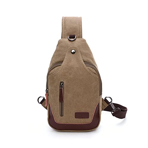 FANDARE Vintage Brusttasche Leinwand Schultertasche Herren Sling Chest Bag Beidseitig Umhängetasche mit Kopfhörerloc für Outdoor Sport Wandern Radfahren Reisen Schultertasche Crossbody Bag Khaki FANDARE Vintage Brusttasche Leinwand Schultertasche Herren Sling Chest Bag Beidseitig Umhängetasche mit Kopfhörerloc für Outdoor Sport Wandern Radfahren Reisen Schultertasche Crossbody Bag Khaki von FANDARE
