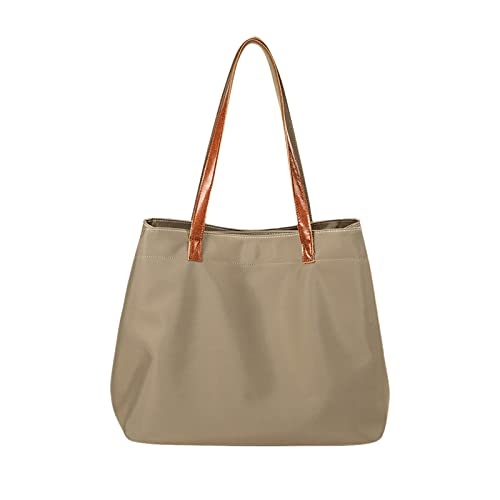 FANDARE Vintage Handtaschen Damen Schultertasche Henkeltasche Tragetasche Wasserdicht Nylon Frauen Schulranzen Arbeitstasche für 15 Zoll Laptop Reisen Arbeit Khaki L von FANDARE