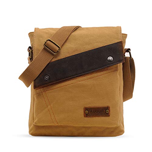 FANDARE Vintage Messenger Bag Umhängetasche Schultertasche Laptoprucksäcke Tasche Crossbody Bag Kuriertasche Frauen Herren Segeltuch Khaki von FANDARE