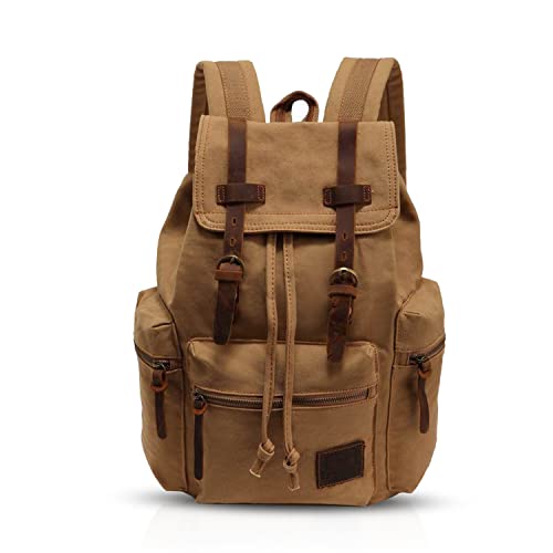 FANDARE Vintage Rucksäcke Schulrucksack Leinwand Daypacks Ranzen Mädchen Schulranzen für 14 Zoll Laptop Taschen Herren Damen Schultasche für Arbeit Wandern Reisen Camping Rucksack Khaki FANDARE Vintage Rucksäcke Schulrucksack Leinwand Daypacks Ranzen Mädchen Schulranzen für 14 Zoll Laptop Taschen Herren Damen Schultasche für Arbeit Wandern Reisen Camping Rucksack Khaki von FANDARE