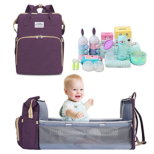 FANDARE Windelrucksack Wickeltasche Rucksack Babytaschen mit Bett Babyrucksack Schultasche Teenager Mädchen Rucksäcke Schulranzen Große Reise Mommy Daypacks Damen Herren Faltbares Kinderbett Lila FANDARE Windelrucksack Wickeltasche Rucksack Babytaschen mit Bett Babyrucksack Schultasche Teenager Mädchen Rucksäcke Schulranzen Große Reise Mommy Daypacks Damen Herren Faltbares Kinderbett Lila von FANDARE