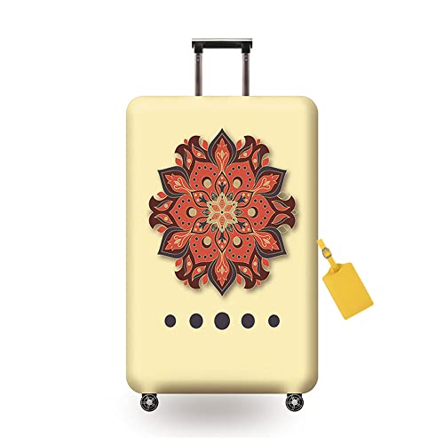 FANSU Elastisch Boho-Mandala-Druck Kofferhülle Kofferschutzhülle, für 18 bis 32 Zoll Reisekoffer, Waschbar Verdicken Reisekoffer Schutzhülle Gepäck Cover mit Reißverschluss (XL(28-29 "),Gelb) von FANSU