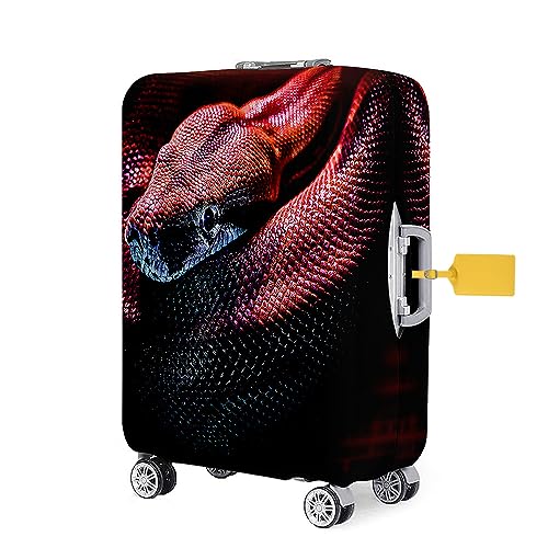 FANSU Elastisch Kofferhülle Kofferschutzhülle, 3D Schlange Drucken Reisekoffer Schutzhülle mit Reißverschluss, Elasthan, Waschbar Gepäckabdeckung - 18 bis 32 Zoll (XL(29-32in),Rot) von FANSU