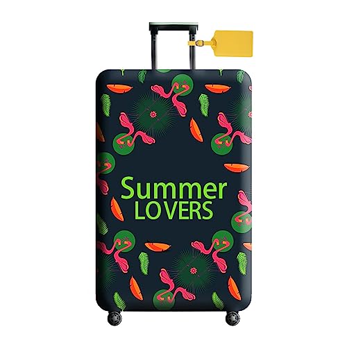 FANSU Elastisch Kofferhülle Kofferschutzhülle, Flamingo Drucken für 18 bis 32 Zoll Reisekoffer Schutzhülle mit Reißverschluss, Elasthan, Waschbar Gepäckabdeckung (XL(29-32in),Grün) von FANSU