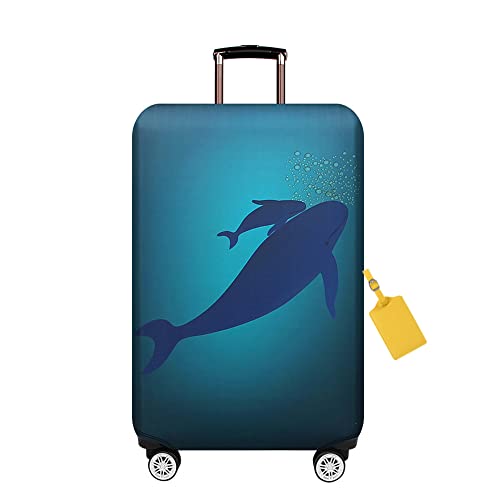 FANSU Elastisch Kofferhülle Kofferschutzhülle mit Modern Kreativdruck für 18 bis 32 Zoll Reisekoffer, Schutzhülle Waschbar Reisekoffer Gepäck Cover mit Reißverschluss (Wal,XL(28-29 Zoll)) von FANSU
