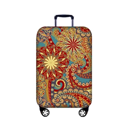 FANSU Kofferhülle Kofferschutzhülle, Boho Mandala Druck Elastisch Reisekoffer Schutzhülle mit Reißverschluss, Waschbar Gepäckabdeckung - 18 bis 32 Zoll (S(18-21in),Rot) von FANSU