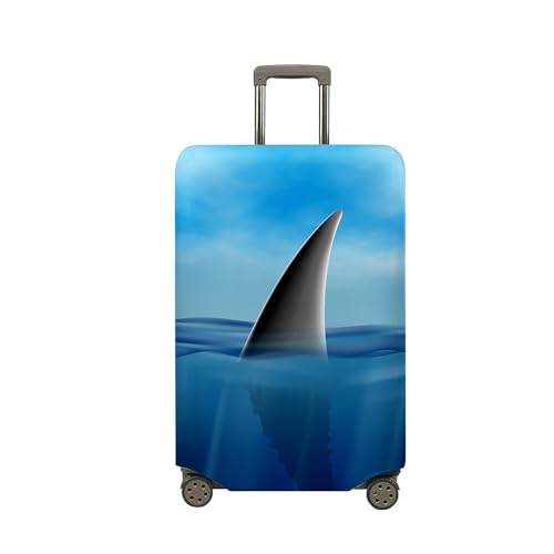 FANSU Kofferhülle Kofferschutzhülle, Hai Druck Elastisch Reisekoffer Schutzhülle mit Reißverschluss, Waschbar Gepäckabdeckung - 18 bis 32 Zoll (Blau,S(18-21in)) von FANSU