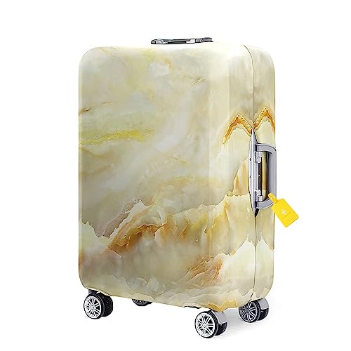 FANSU Kofferhülle Kofferschutzhülle, Marmor Drucken Elastisch Gepäckabdeckung Koffer Koffer Schutzhülle mit Reißverschluss Gepäck Cover Hülle für Reisekoffer (Gelb,L(26~28 Zoll)) von FANSU