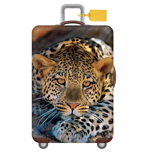 FANSU Kofferhülle Kofferschutzhülle, Tier Druck Elastisch Reisekoffer Schutzhülle mit Reißverschluss, Waschbar Gepäckabdeckung - 18 bis 32 Zoll Koffer (Leopard,M(22-25in)) von FANSU
