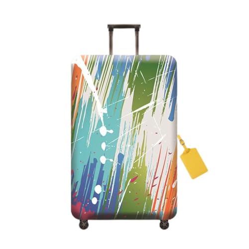 FANSU Kunst Pigment Graffiti-Druck Elastisch Kofferhülle Kofferschutzhülle für Reisekoffer, Waschbar Verdicken Reisekoffer Schutzhülle Gepäck Cover mit Reißverschluss (XL(29-32"),Blau) von FANSU