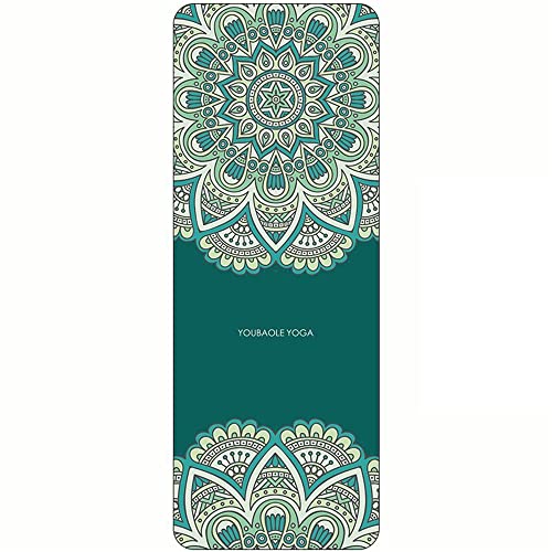 FANSU Tragbare Reise-Yogamatte 1,0mm Dick Faltbare Gymnastikmatte, Weich Leicht Übungen Trainingsmatte für Yoga, Pilates, Bikram, Stretching, Training und Bewegung (183x68cm,Grünes Mandala) von FANSU