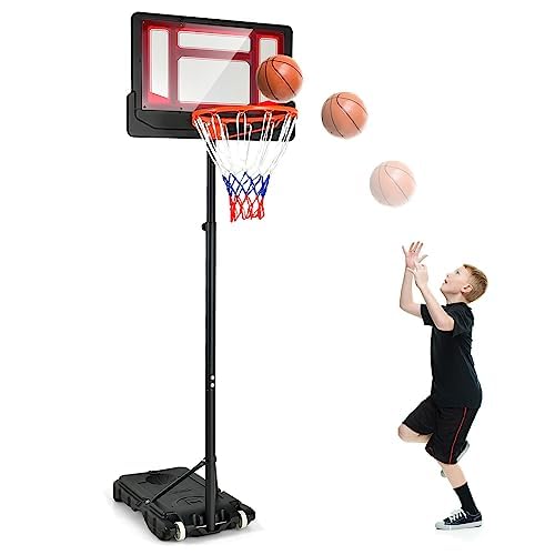 FANTASK Basketballständer 90-210 cm höhenverstellbar, Basketballkorb mit Ständer & 2 Rädern, Korbanlage für Kinder, Jugendliche, Mobile Basketballanlage wetterbeständig Indoor Outdoor von FANTASK