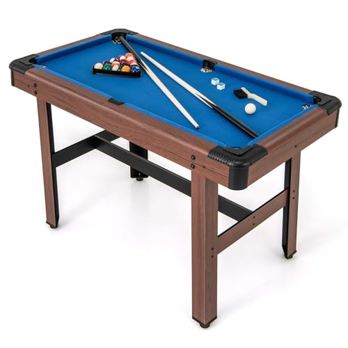 FANTASK Billardtisch, Billlard Tisch aus Holz mit Zubehör, Pooltisch mit 2 Queues, 2 Kreiden & Dreieck & Bürste, Tischbillard Billard-Spiel für Kinder & Erwachsene, 122 x 61 x 76cm von FANTASK