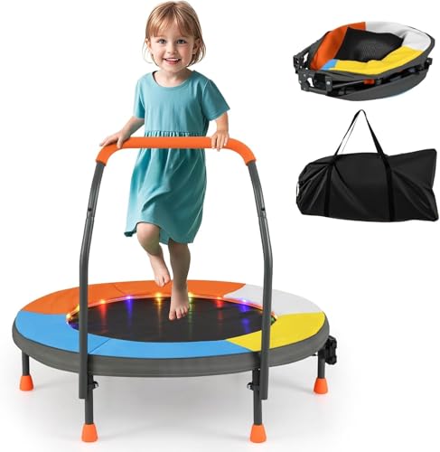 FANTASK Ø90 cm Kindertrampolin mit LED Beleuchtung, Mini Trampolin faltbar FANTASK Ø90 cm Kindertrampolin mit LED Beleuchtung, Mini Trampolin faltbar von FANTASK