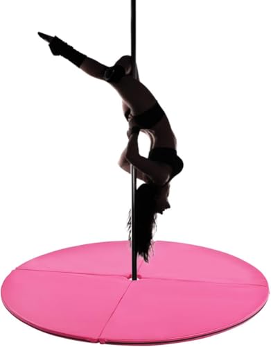 FANTASK Rosa Stangentanz Schutzmatte φ150 cm, Crashmatte 5 cm Stärke, Pole Dance Matte faltbar, Fitnessmatte rund für Fitnessstudio Zuhause von FANTASK