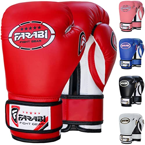 Farabi Sports 6 oz 8 oz Boxhandschuhe Kinder Box Handschuhe MMA Muay Thai Kickboxen Sparring Boxsack Training Kinder Boxhandschuhe (Red, 8-oz) von Farabi Sports