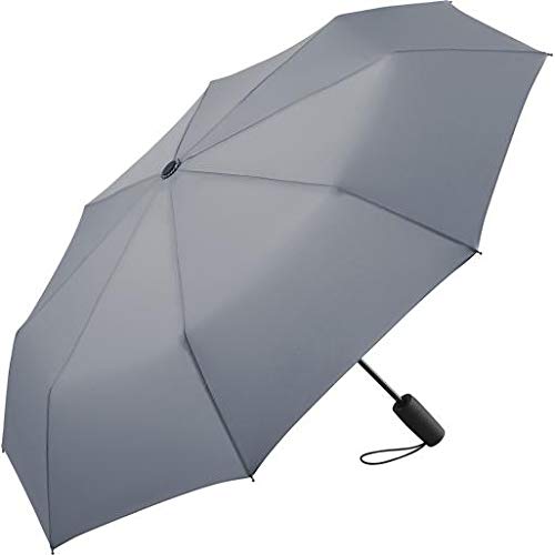 FARE Mini-Taschenschirm – Premium-Regenschirm öffnet-schließt-automatisch flexibel windsicher stabil kompakt wasserdicht; Markenschirm 60 Jahre Erfahrung aus Deutschland (grau) von FARE