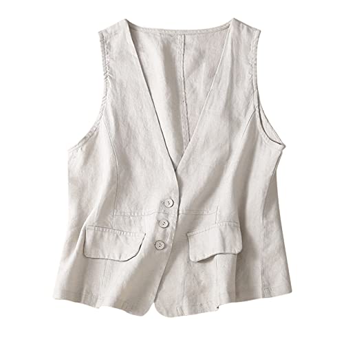 FASLOLSDP Damen Leinenweste Lässig Strickjacke ärmellos Jacke Locker und Dünn Weste-Top Wasserdichter Weste Mantel Einfarbig Outdoorjacke für die Arbeit FASLOLSDP Damen Leinenweste Lässig Strickjacke ärmellos Jacke Locker und Dünn Weste-Top Wasserdichter Weste Mantel Einfarbig Outdoorjacke für die Arbeit von FASLOLSDP
