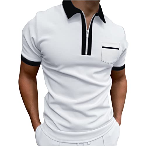 FASLOLSDP Poloshirts für Herren Kurzarm Slim-Fit Tshirt mit Reißverschluss Klassisches Männer Polohemd mit Umlegekragen Basic Freizeit Tops Leichte Casual Kurzarmshirt… von FASLOLSDP