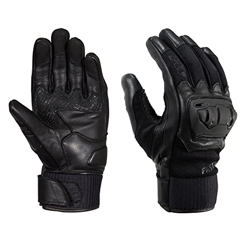 FAST WAY Offroad I Motorradhandschuhe, CE Zertifiziert, Atmungsaktiv - Sommer geeignet, Knöchelschutz, Weitenverstellbar, Handballenschutz, Gefütterte Unterhand, Schwarz, L von FAST WAY