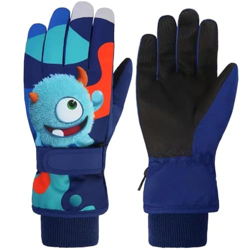 FAYHIJUN Handschuhe Kinder Winter schneehandschuhe Skihandschuhe für 2-13 Jahre Mädchen Jungen PU Palme Wasserdicht Winddichte Warm Fleece Winterhandschuhe FahrradhandschuheThermohandschuhe von FAYHIJUN