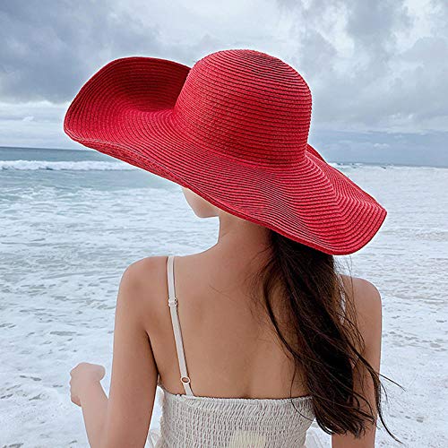 Sonnenhut Strohhut Hut Damen Strandmützen Mit Breiter Krempe Für Frauen Großer Strohhut Faltbarer Sonnenschutzhut-Rot_56-58Cm Sonnenhut Strohhut Hut Damen Strandmützen Mit Breiter Krempe Für Frauen Großer Strohhut Faltbarer Sonnenschutzhut-Rot_56-58Cm von FBJOMSEWZO