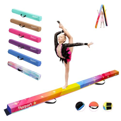 FBSPORT 270CM Faltender Schwebebalken, Gymnastik Balance Balken, Gymnastikboden Balken, Beflockungsschicht Balancierbalken, Balance Fitness Ausrüstung für Kinder von FBSPORT