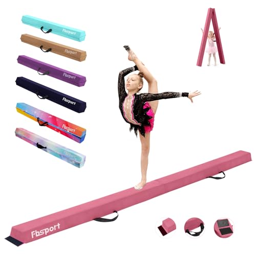 FBSPORT 300CM Faltender Schwebebalken, Gymnastik Balance Balken, Gymnastikboden Balken, Beflockungsschicht Balancierbalken, Balance Fitness Ausrüstung für Kinder von FBSPORT