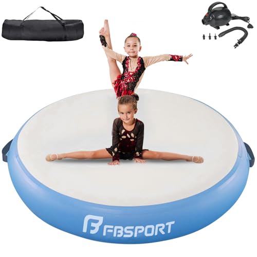 FBSPORT Airspot, 20CM Höhe Airtrack Matte, Durchmesser 140CM Aufblasbare Tumbling Matte, Trainingsmatte mit Pumpe, Aufblasbare Gymnastikmatte, Turnmatte Blue von FBSPORT