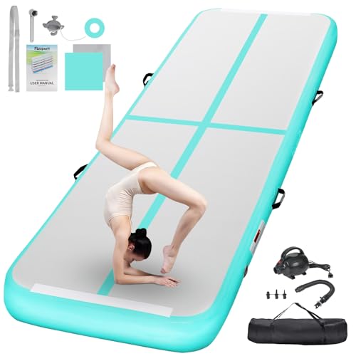 FBSPORT Airtrack Matte, 10cm Hoch Verdicken 6M Tumbling Matte,Gymnastikmatte mit Luftpumpe,Trainingsmatte mit Tragetasche,Turnmatte für Zuhause, Outdoor,Yoga von FBSPORT