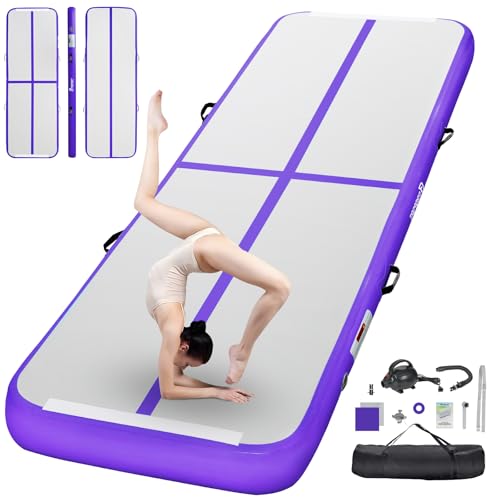 FBSPORT Airtrack Matte, 20cm Hoch Verdicken 3M Tumbling Matte,Gymnastikmatte mit Luftpumpe,Trainingsmatte mit Tragetasche,Turnmatte für Zuhause, Outdoor,Yoga von FBSPORT