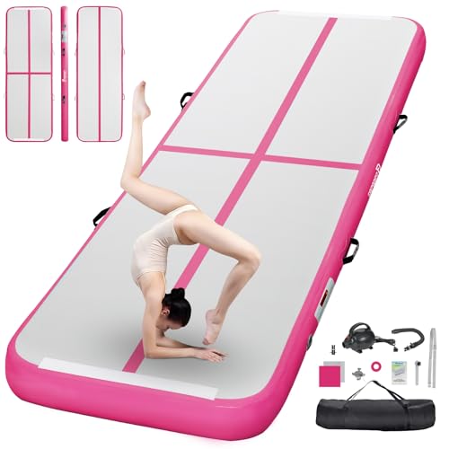 FBSPORT Airtrack Matte, 20cm Hoch Verdicken 3M Tumbling Matte,Gymnastikmatte mit Luftpumpe,Trainingsmatte mit Tragetasche,Turnmatte für Zuhause, Outdoor,Yoga von FBSPORT