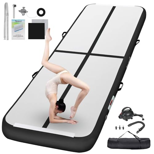 FBSPORT Airtrack Matte, 20cm Hoch Verdicken 3M Tumbling Matte,Gymnastikmatte mit Luftpumpe,Trainingsmatte mit Tragetasche,Turnmatte für Zuhause, Outdoor,Yoga von FBSPORT